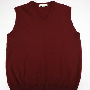 Pronto Uomo Mens Maroon Merino Wool Sleeveless V-N
